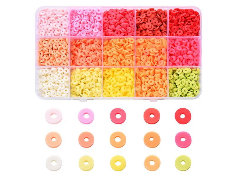 Achat Boite de 15 couleurs de perles heishi - Couleurs chaudes