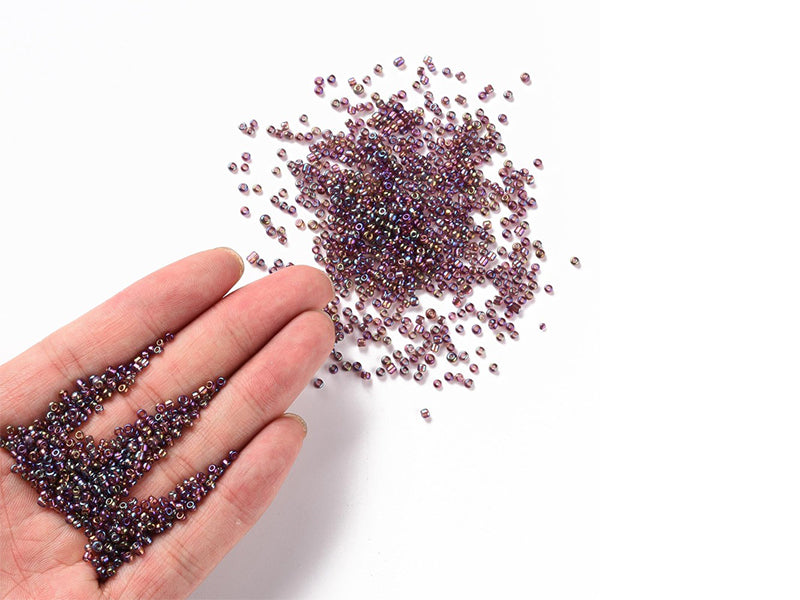 achat Tube de 350 perles transparentes à inclusions colorées - violet parme