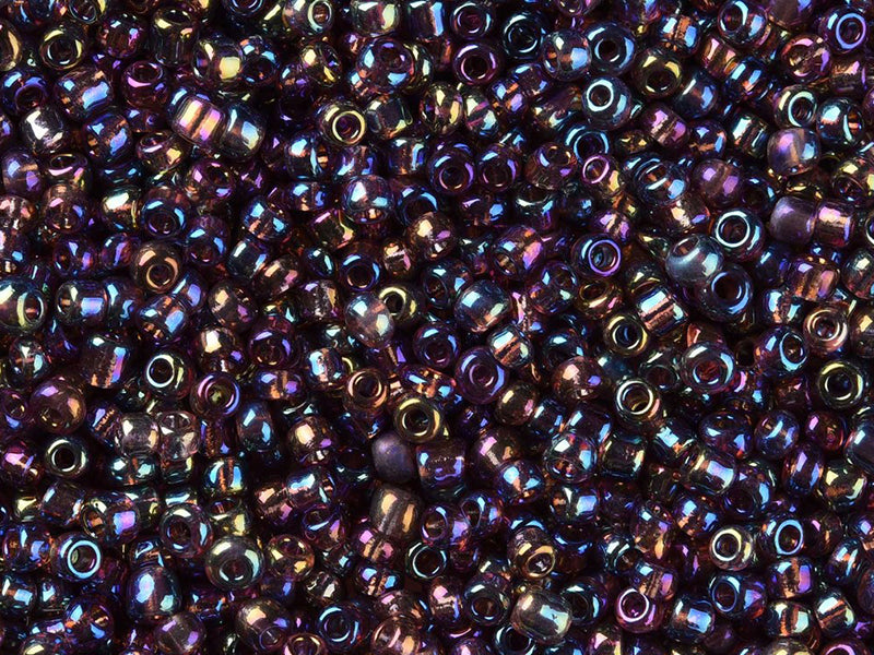 Achat Tube de 350 perles transparentes à inclusions colorées - violet parme