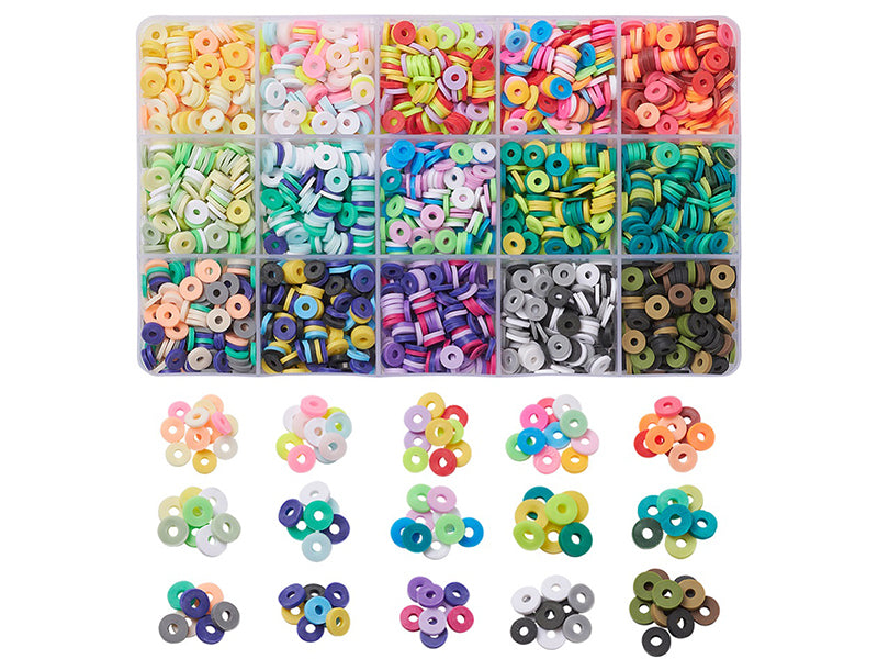 Achat Boite de 15 couleurs de perles heishi - Multicolore