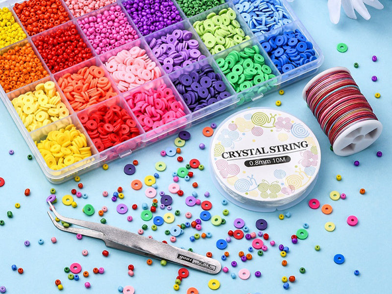 achat Kit de perles heishi et perles de rocailles - Fil et pince inclus