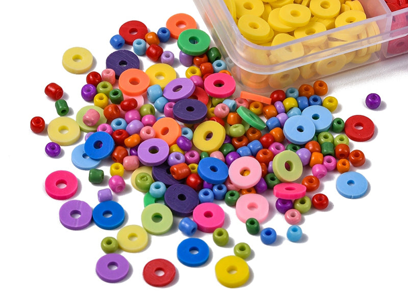 achat Kit de perles heishi et perles de rocailles - Fil et pince inclus