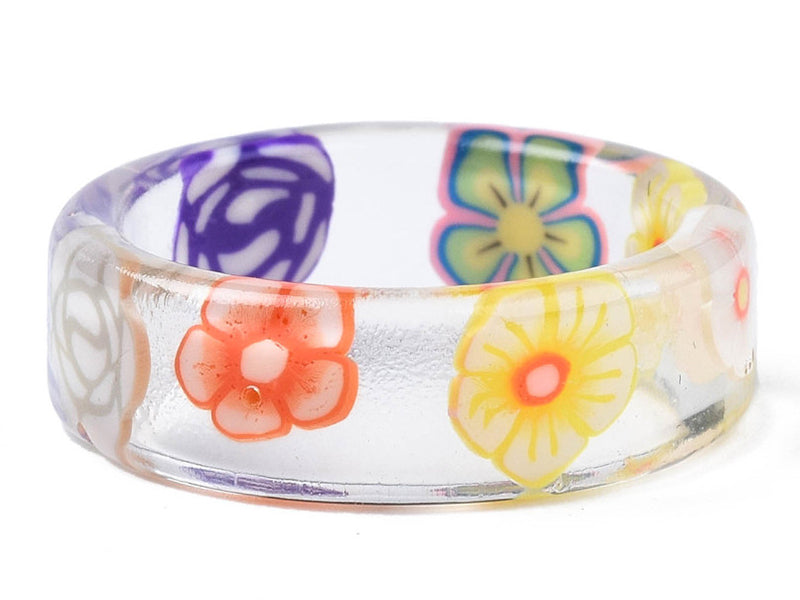 Achat Bague en résine transparente - Fleur