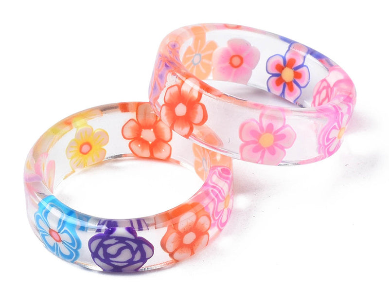 achat Bague en résine transparente - Fleur