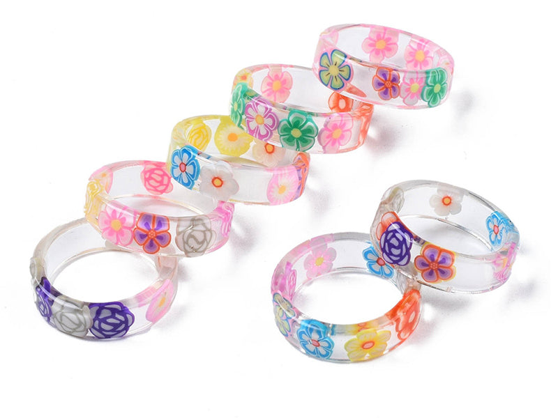achat Bague en résine transparente - Fleur