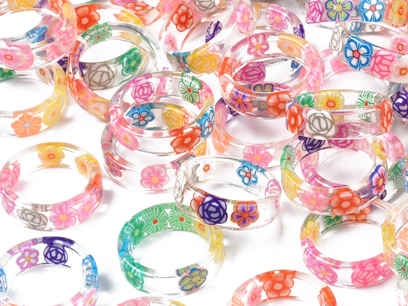 achat Bague en résine transparente - Fleur