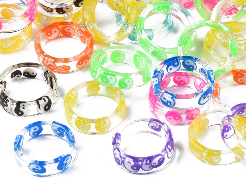 Achat Bague en résine transparente - Yin Yang - Couleur aléatoire