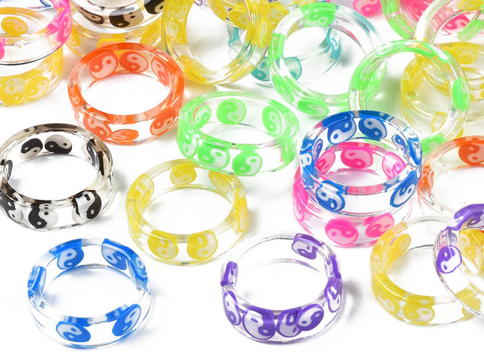 Achat Bague en résine transparente - Yin Yang - Couleur aléatoire