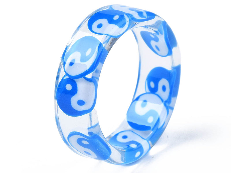 Achat Bague en résine transparente - Yin Yang - Couleur aléatoire