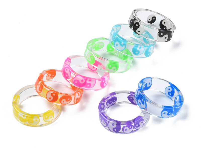 achat Bague en résine transparente - Yin Yang - Couleur aléatoire