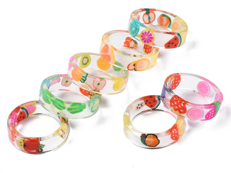 achat Bague en résine transparente - Fruits