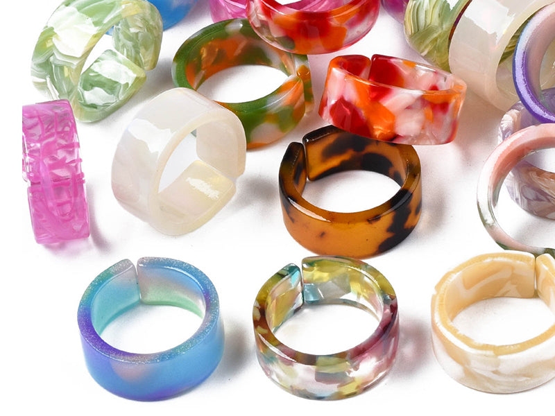 achat Bague en résine transparente effet écaillé - Couleur aléatoire