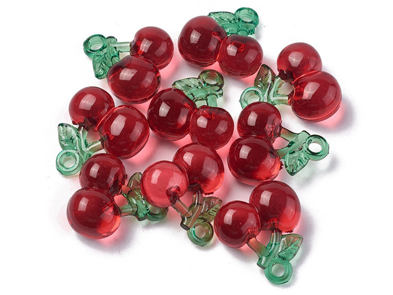Achat Pendentif cerise en acrylique transparent