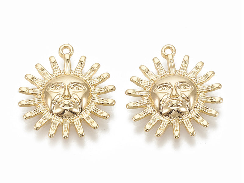 achat Pendentif soleil - Doré à l'or fin 18k sans nickel - 22 mm