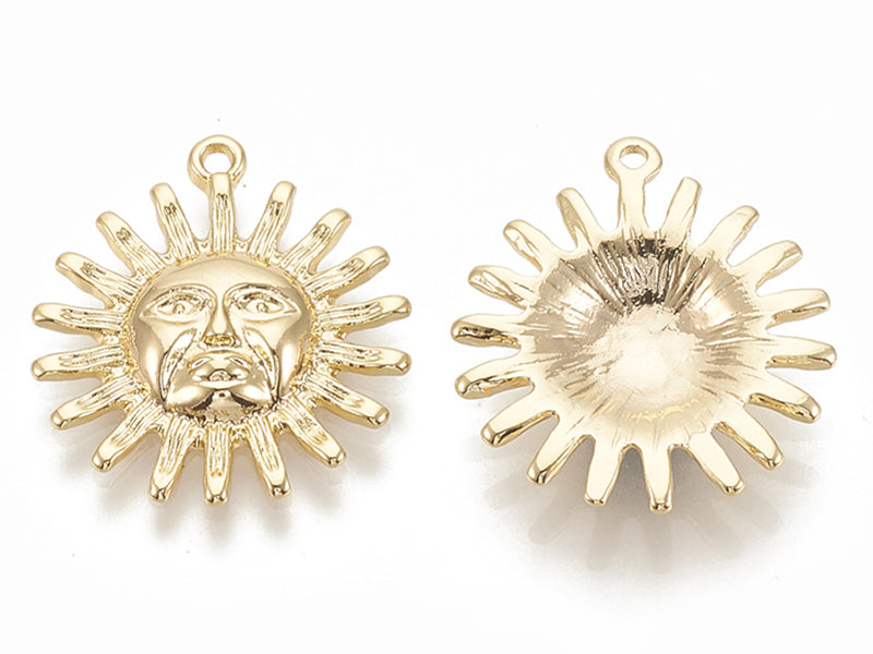 achat Pendentif soleil - Doré à l'or fin 18k sans nickel - 22 mm