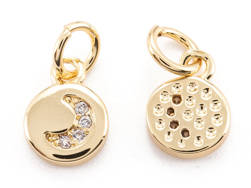 Achat Pendentif lune perles de zircone - Doré à l'or fin 18k sans nickel - 9 mm