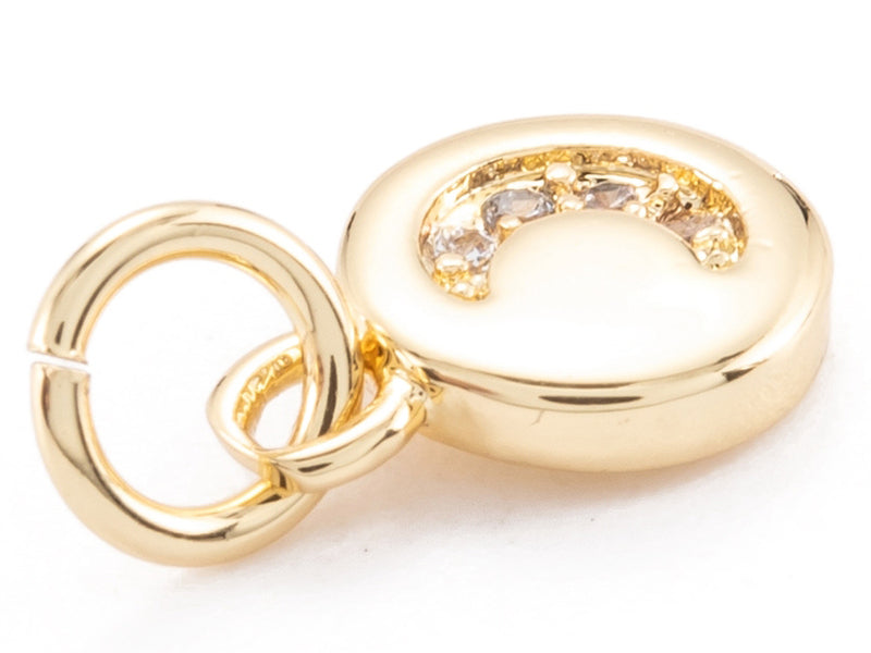 achat Pendentif lune perles de zircone - Doré à l'or fin 18k sans nickel - 9 mm