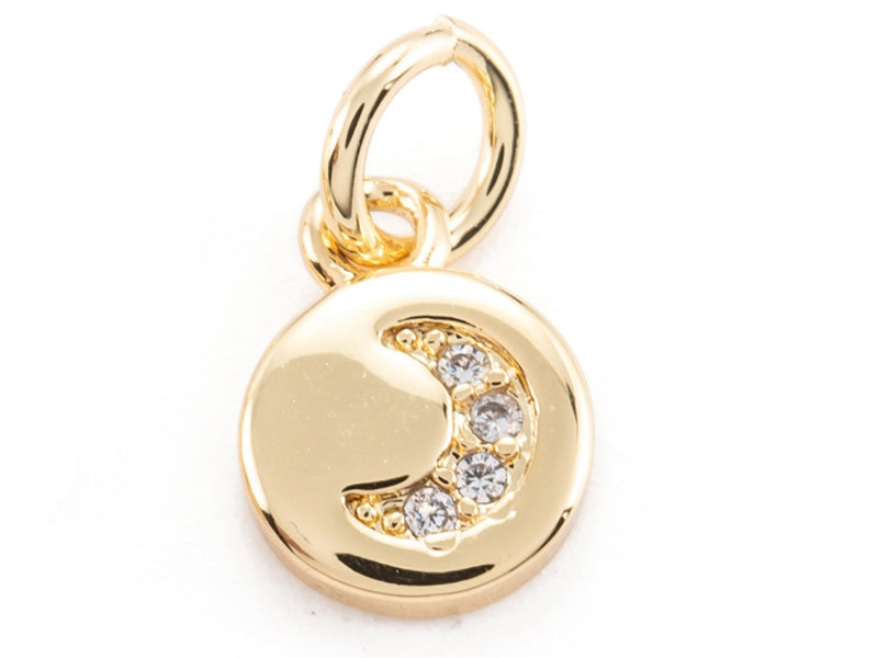 Achat Pendentif lune perles de zircone - Doré à l'or fin 18k sans nickel - 9 mm