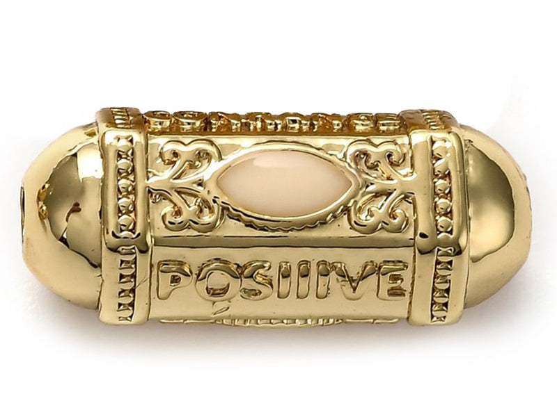 Achat Perle rectangulaire style oriental blanc - Doré à l'or fin 18k - 19 mm