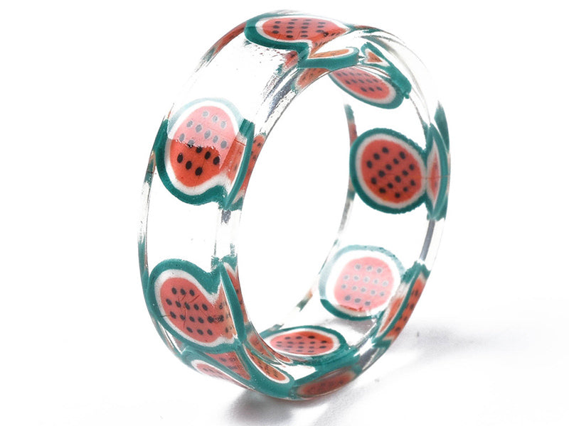 Achat Bague en résine transparente - Fruit aléatoire