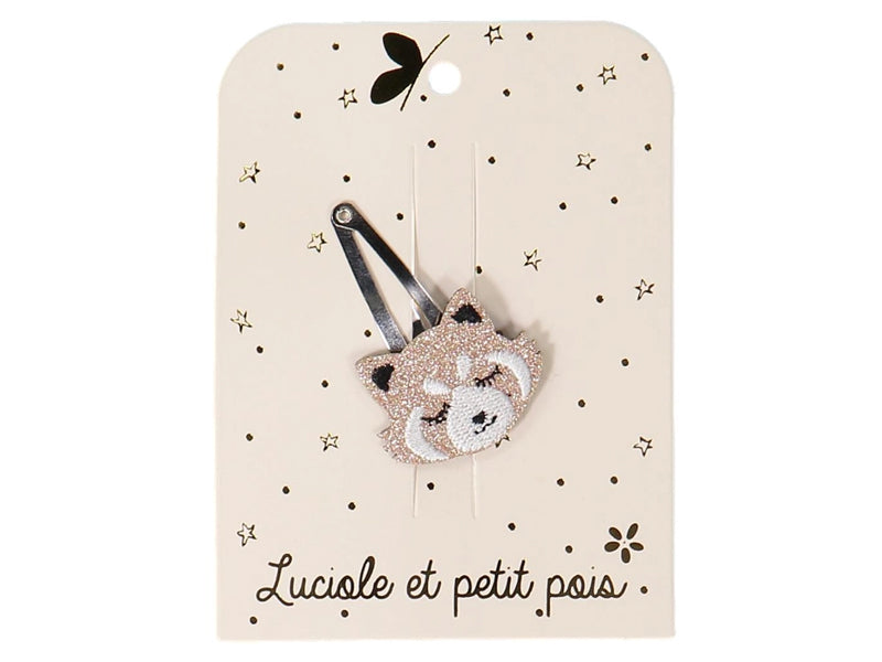 Achat Barrette panda roux - Glitter rose