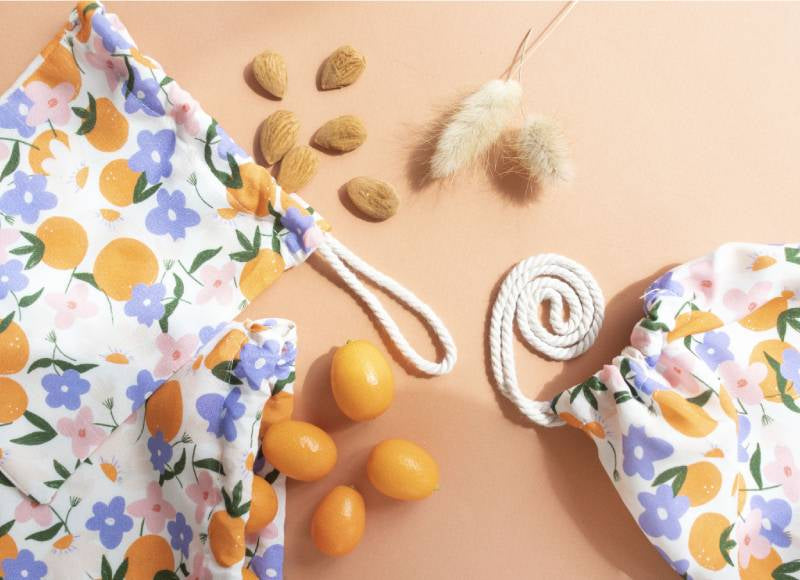 achat Kit DIY Mercerie - Mes 3 pochons vrac à coudre tissu mandarine
