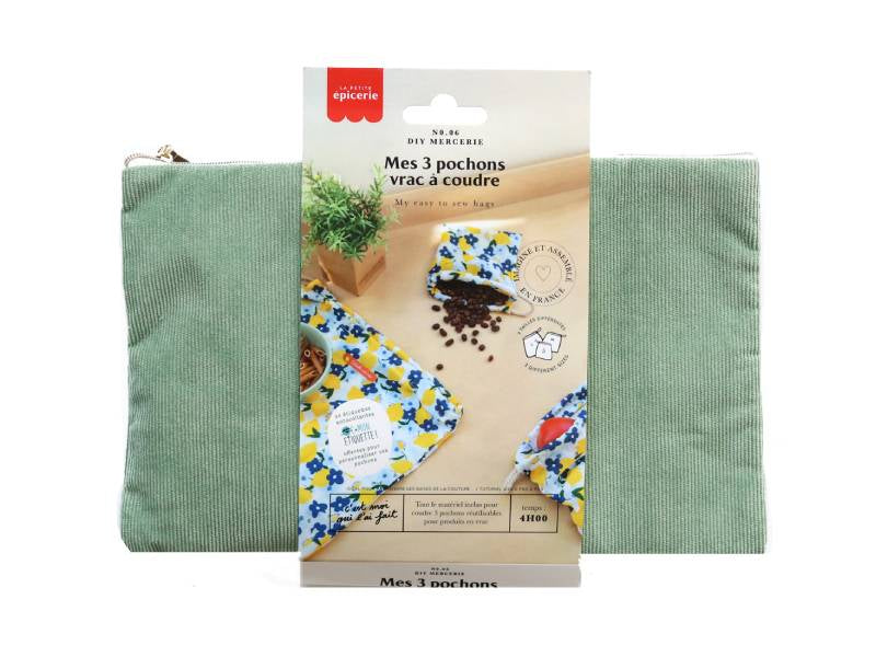 Achat Kit DIY Mercerie - Mes 3 pochons vrac à coudre tissu citron