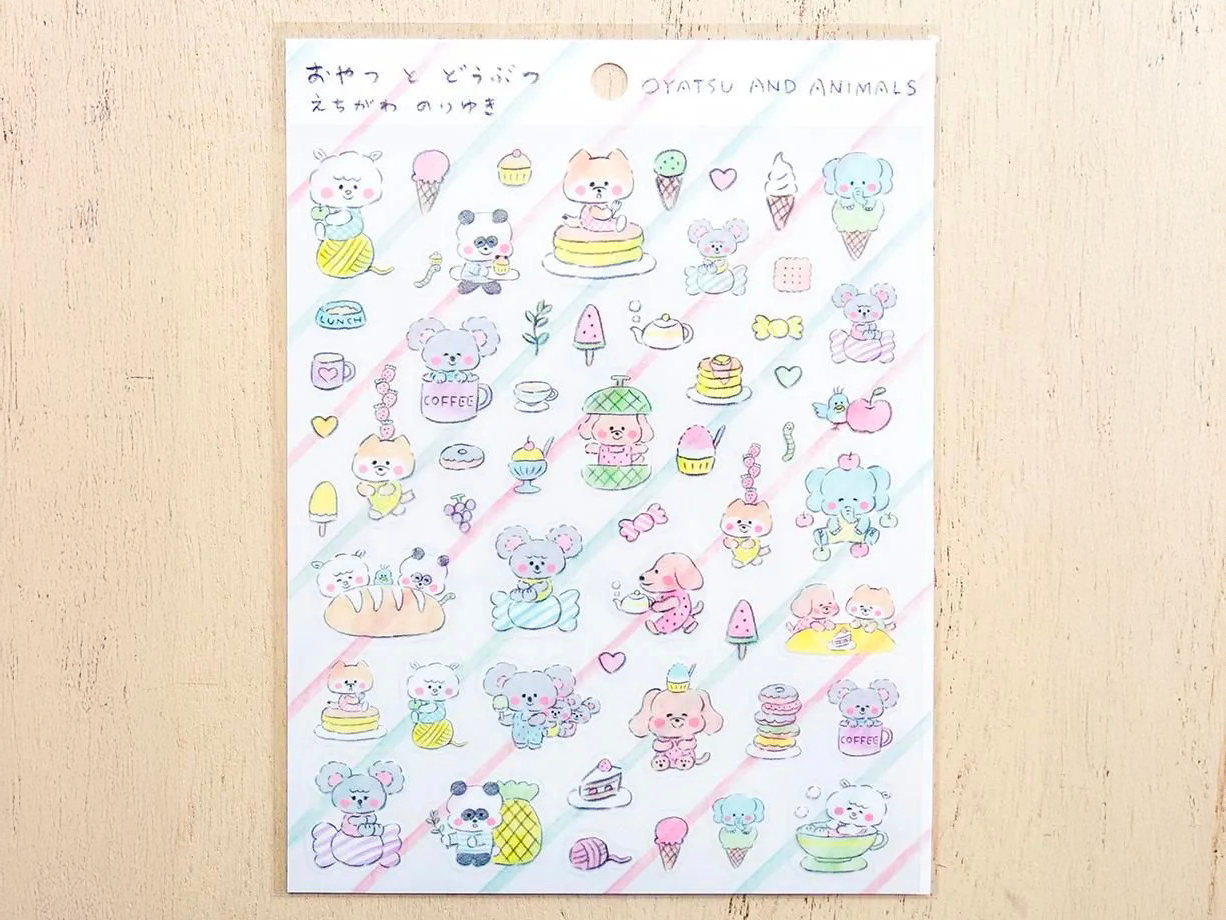 achat Stickers transparents Oyatsu and Animals - Noriyuki Echigawa
