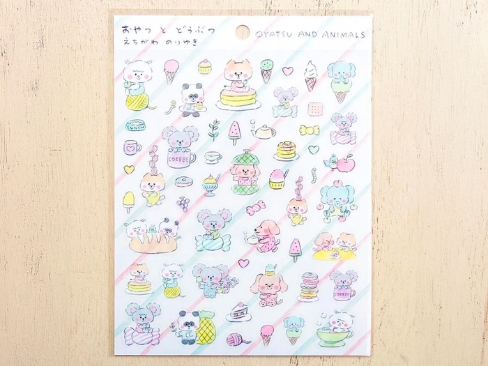 Achat Stickers transparents Oyatsu and Animals - Noriyuki Echigawa