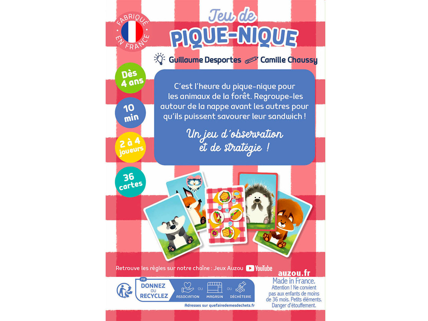 achat Jeu de Pique-Nique A table les animaux - Auzou