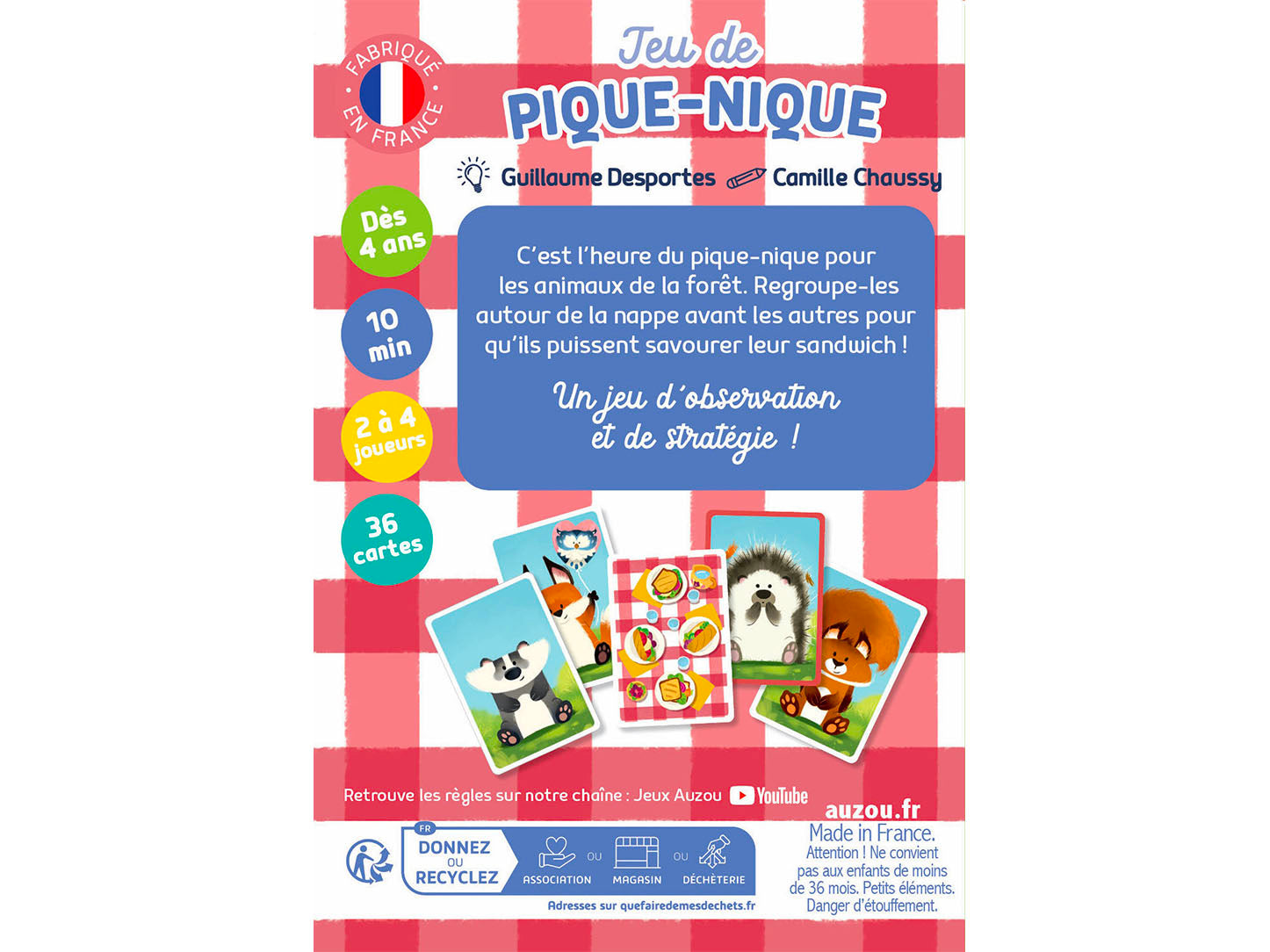 achat Jeu de Pique-Nique A table les animaux - Auzou