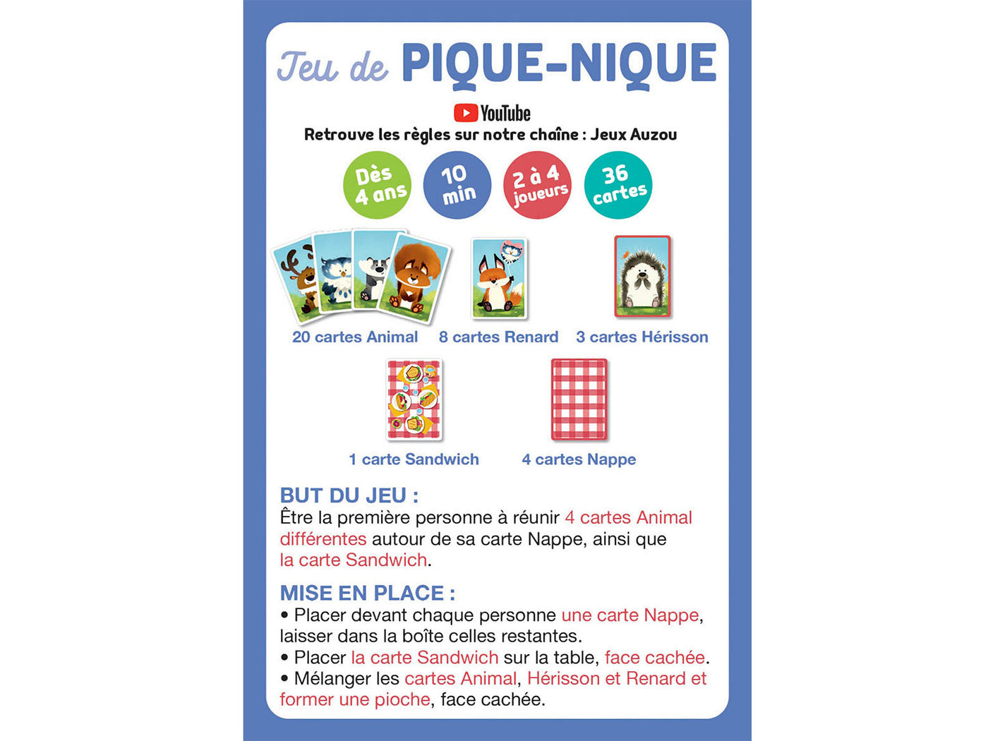 achat Jeu de Pique-Nique A table les animaux - Auzou
