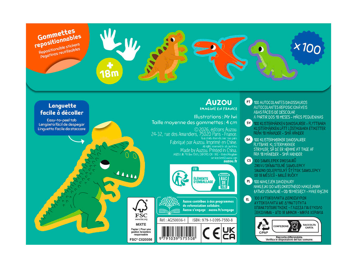 achat Pochette de 100 gommettes - Dinosaures - Auzou