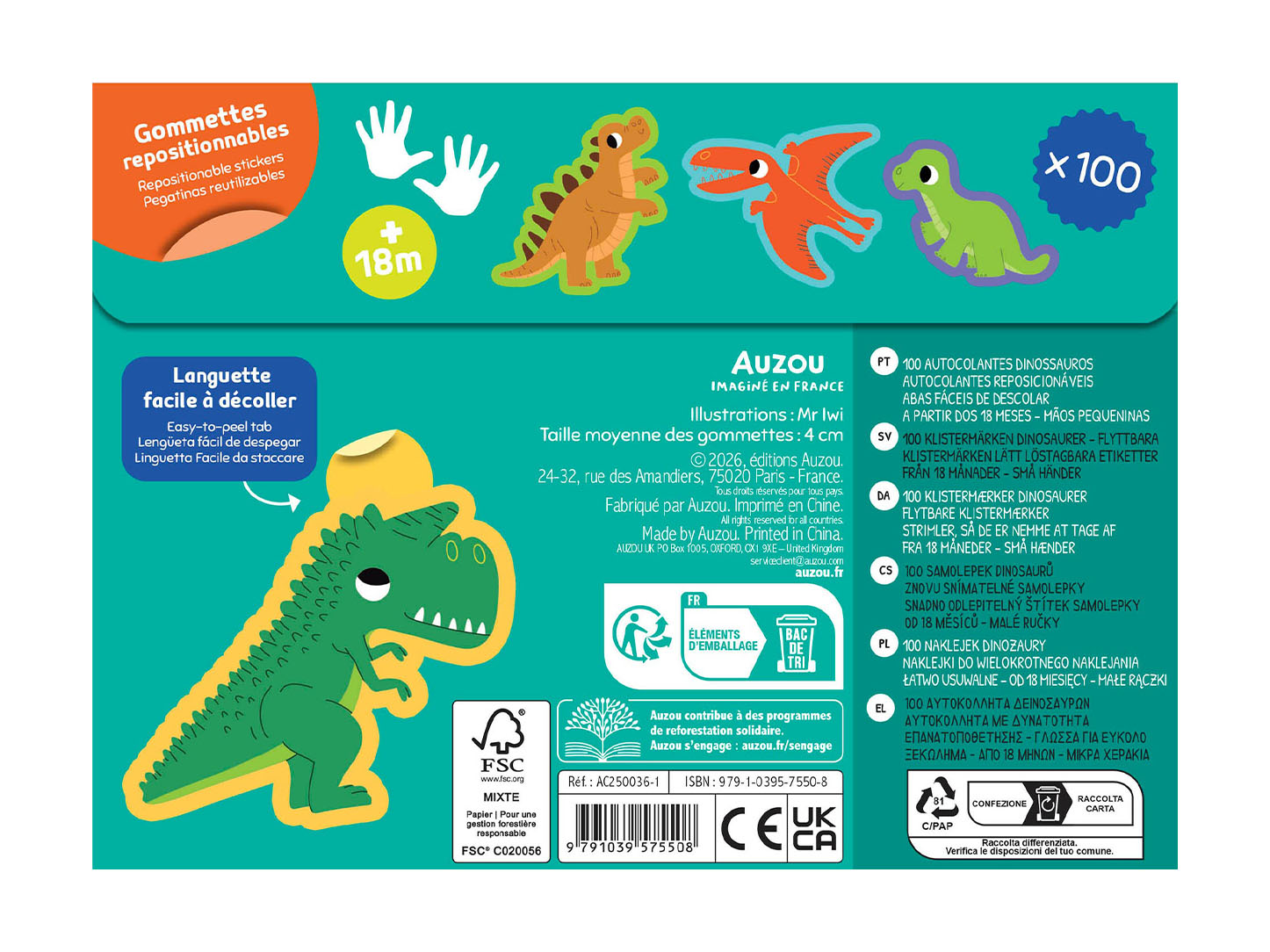 achat 100 Gommettes - Dinosaures - Auzou
