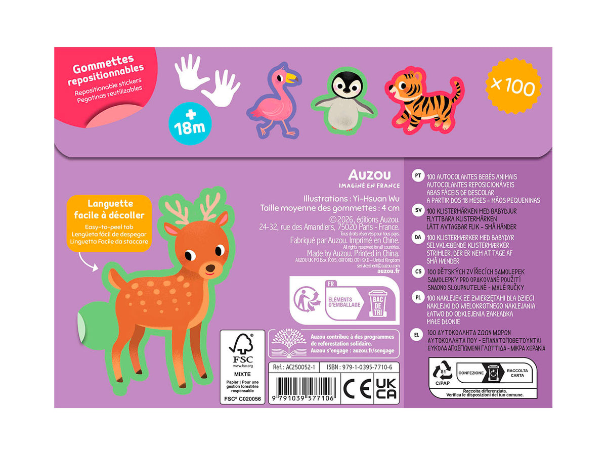 achat 100 Gommettes Bebe Animaux - Auzou