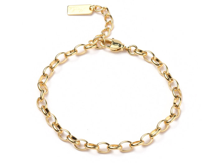 Achat Bracelet chaîne câble estampille Hand Made 19,5 cm - laiton doré à l’or fin