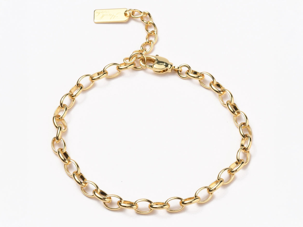 achat Bracelet chaîne câble estampille Hand Made 19,5 cm - laiton doré à l’or fin