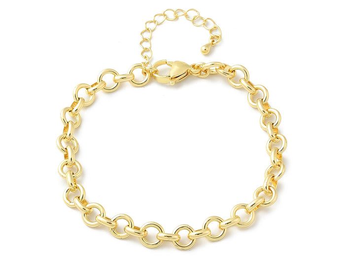 Achat Bracelet chaîne maillons ronds 19,3 cm - laiton doré à l’or fin