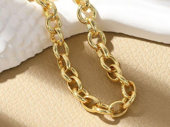 Achat Bracelet chaîne maillons ronds 19,3 cm - laiton doré à l’or fin