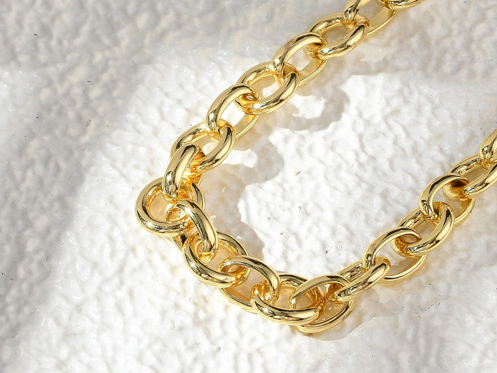 achat Bracelet chaîne maillons ronds 19,3 cm - laiton doré à l’or fin