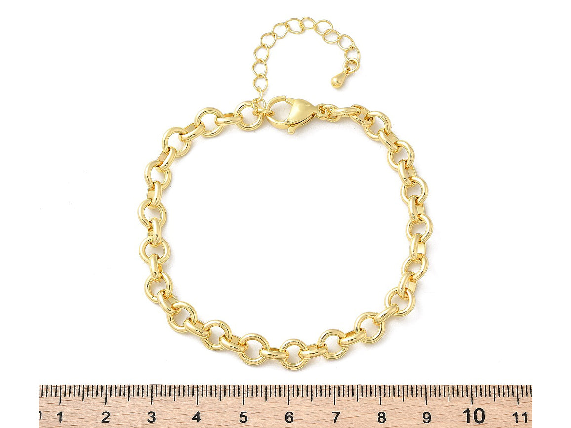 achat Bracelet chaîne maillons ronds 19,3 cm - laiton doré à l’or fin