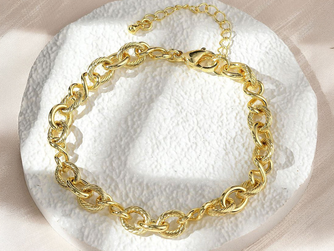 achat Bracelet chaîne maillons infini 20,6 cm - laiton doré à l’or fin
