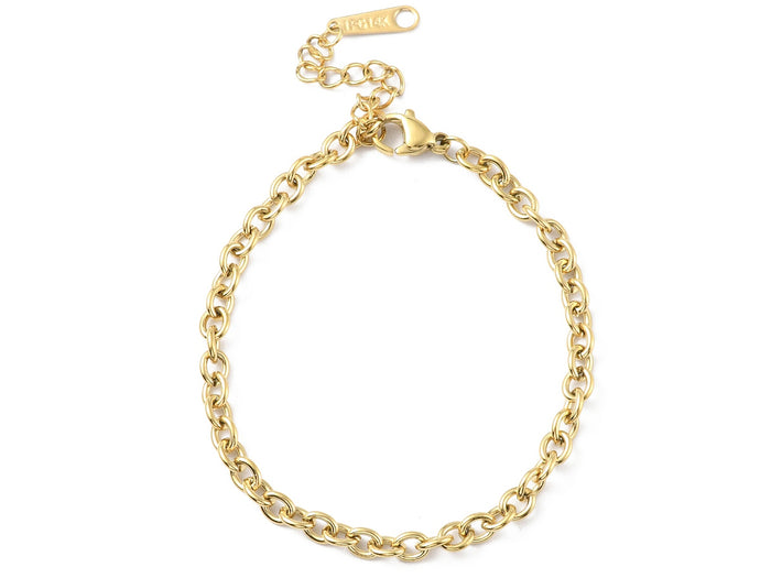 Achat Bracelet chaîne câble 16,5 cm - acier inoxydable 304 doré à l’or fin
