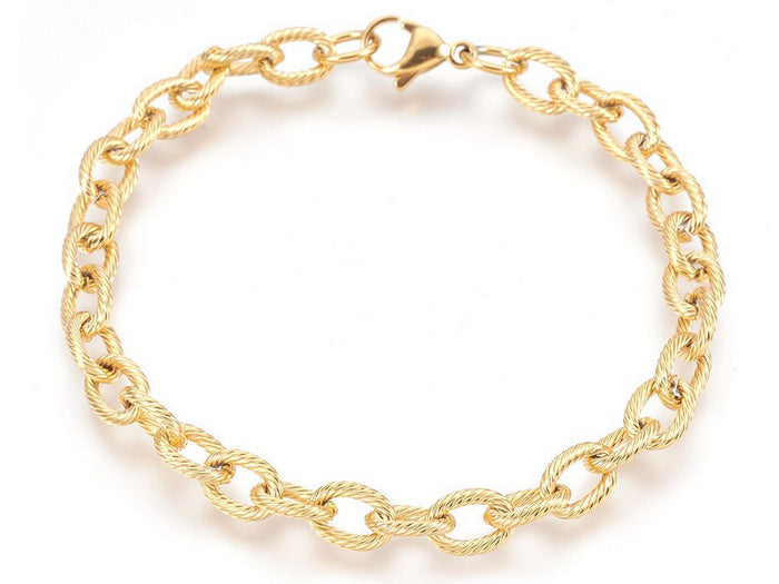 Achat Bracelet chaîne texturée 21,4 cm - acier inoxydable 304 doré