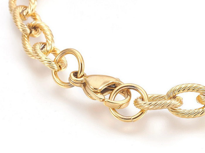 Achat Bracelet chaîne texturée 21,4 cm - acier inoxydable 304 doré