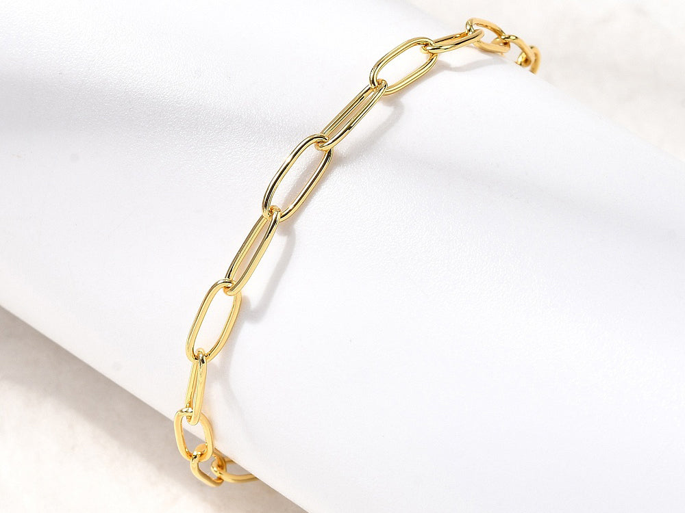 achat Bracelet chaîne trombone 16,5 cm - laiton doré à l’or fin