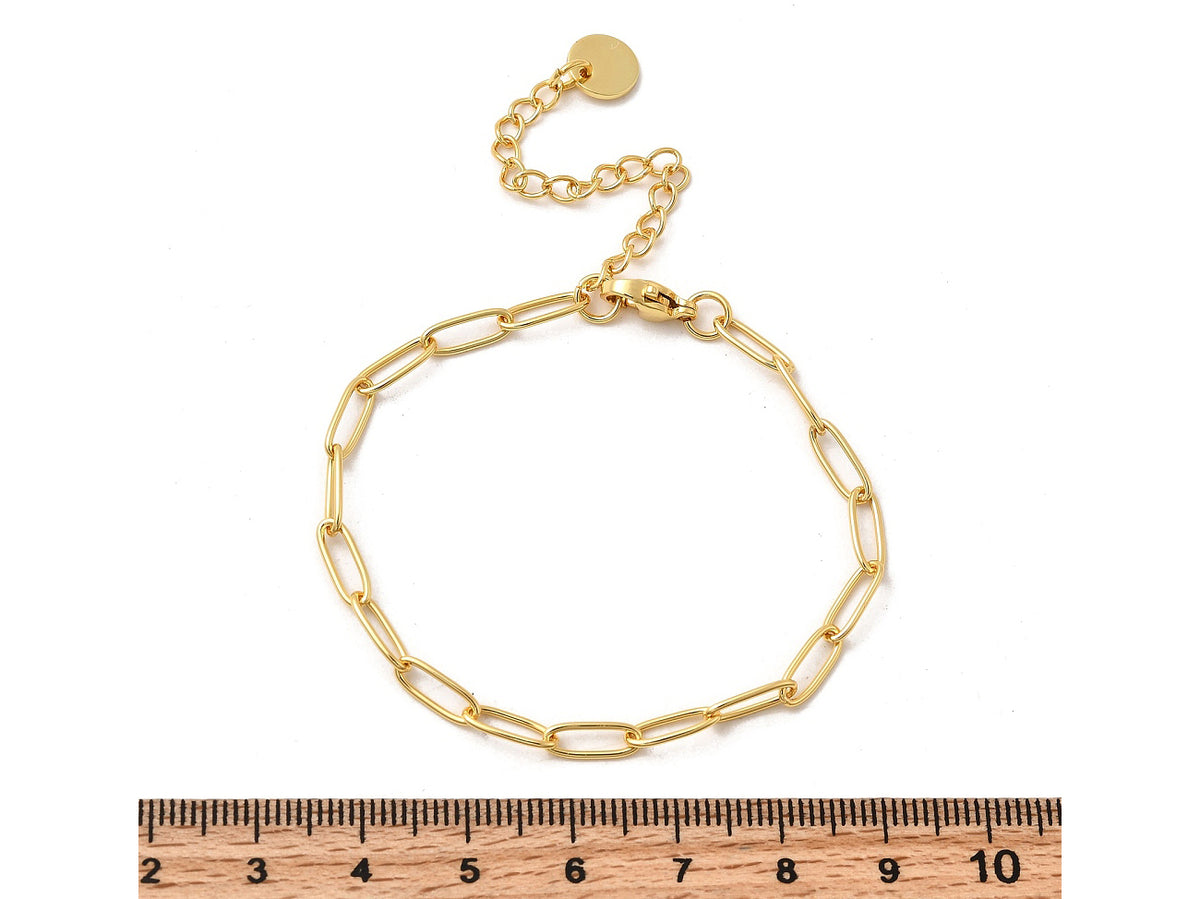 achat Bracelet chaîne trombone 16,5 cm - laiton doré à l’or fin