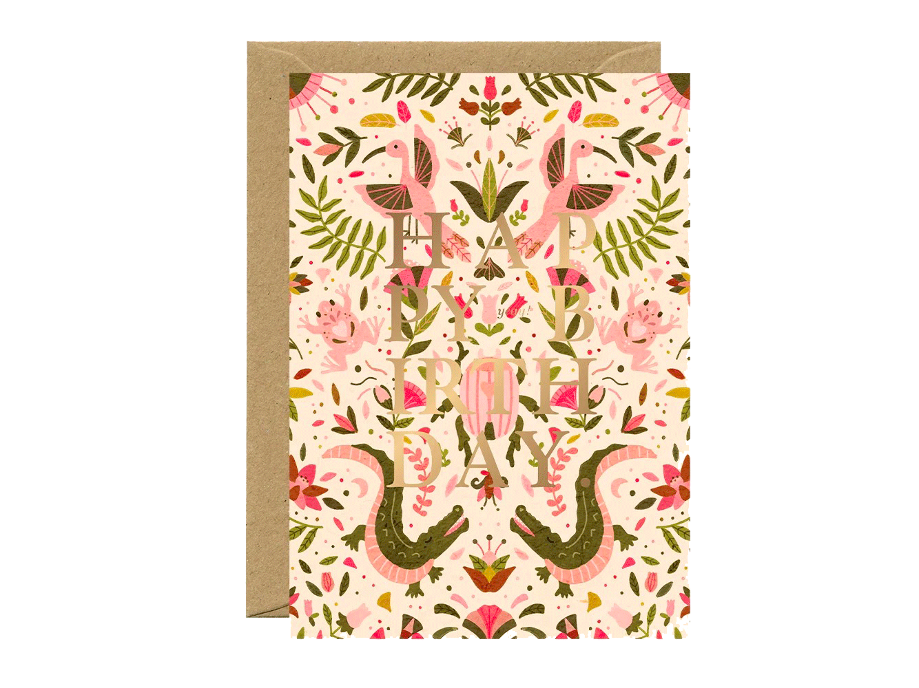 Achat Carte Happy birthday pink croco à détails dorés - ATWS