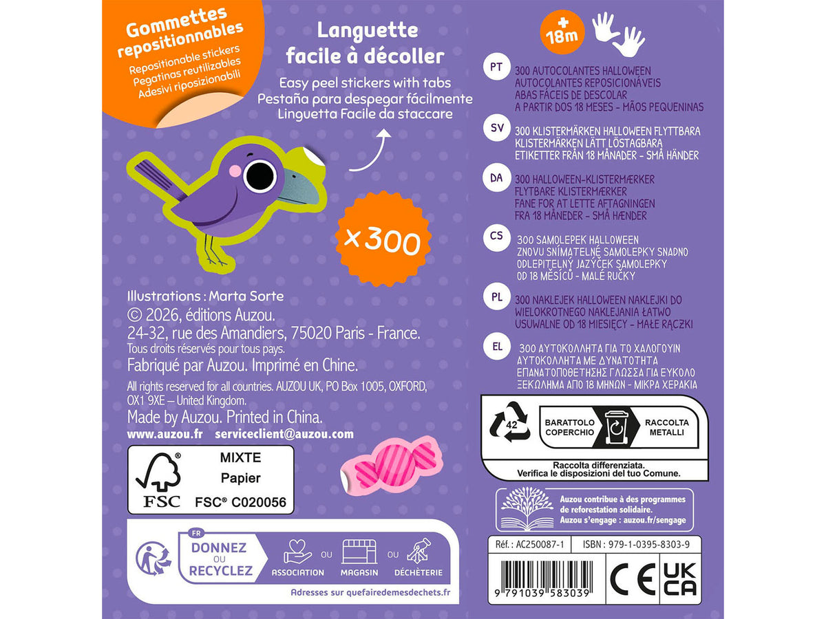 achat 300 Gommettes d'Halloween en Boite Metal - Auzou