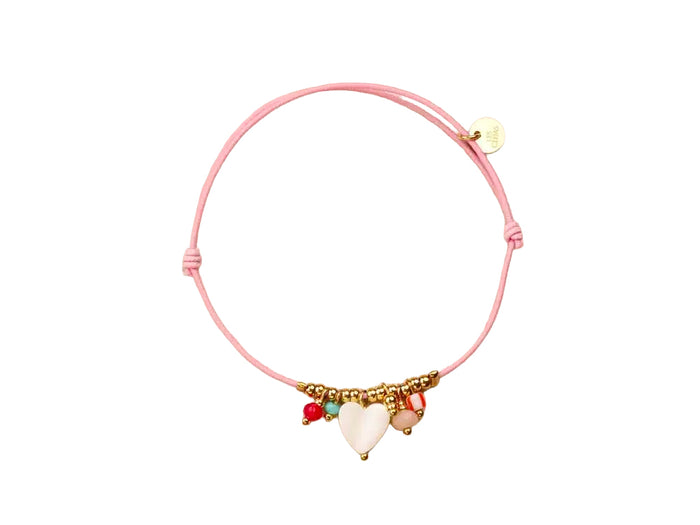 Achat Bracelet élastique rose Coeur nacré - Les Cléias